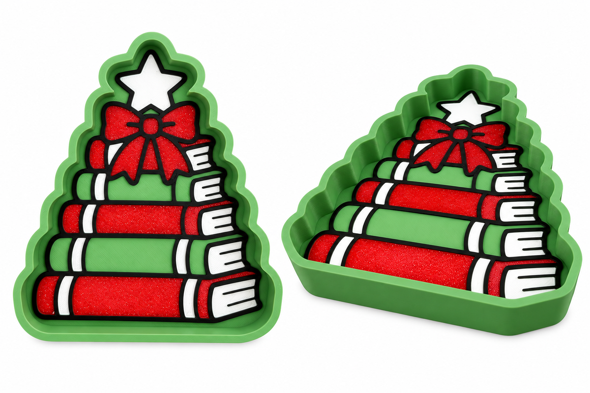 Book Stack Christmas Tree Trinket Tray